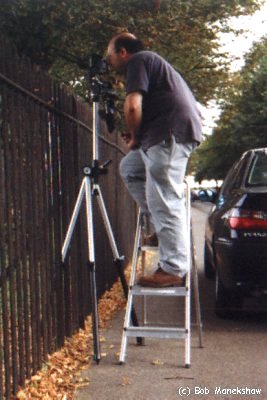 Fig 1 - Standing on a ladder to reach the camera